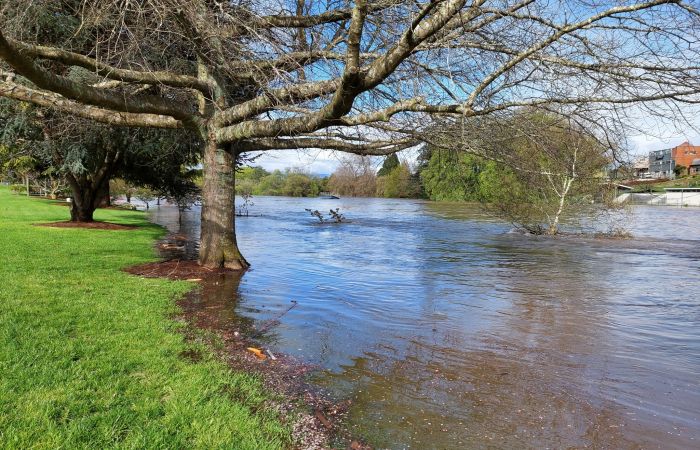 2022 floods: Deloraine riverbank across from Deloraine swimming pool