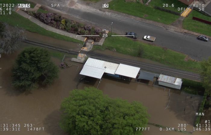 2022 floods: Aerial view Deloraine swimming pool