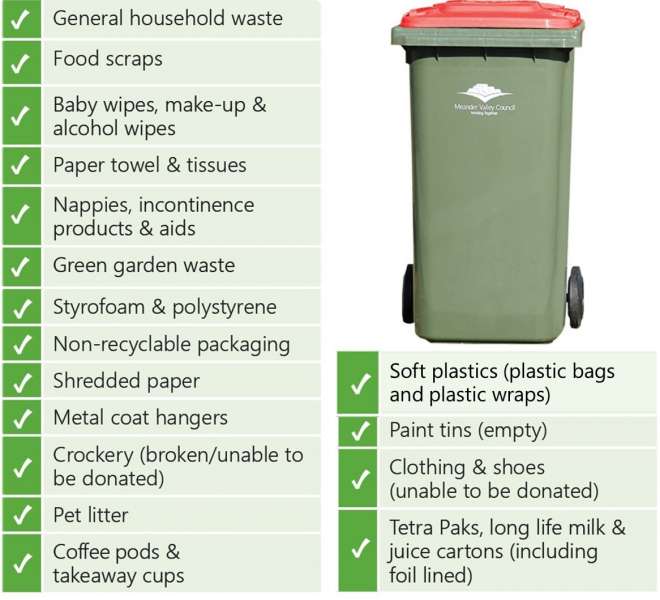 What can I put in my bins? - Meander Valley Council