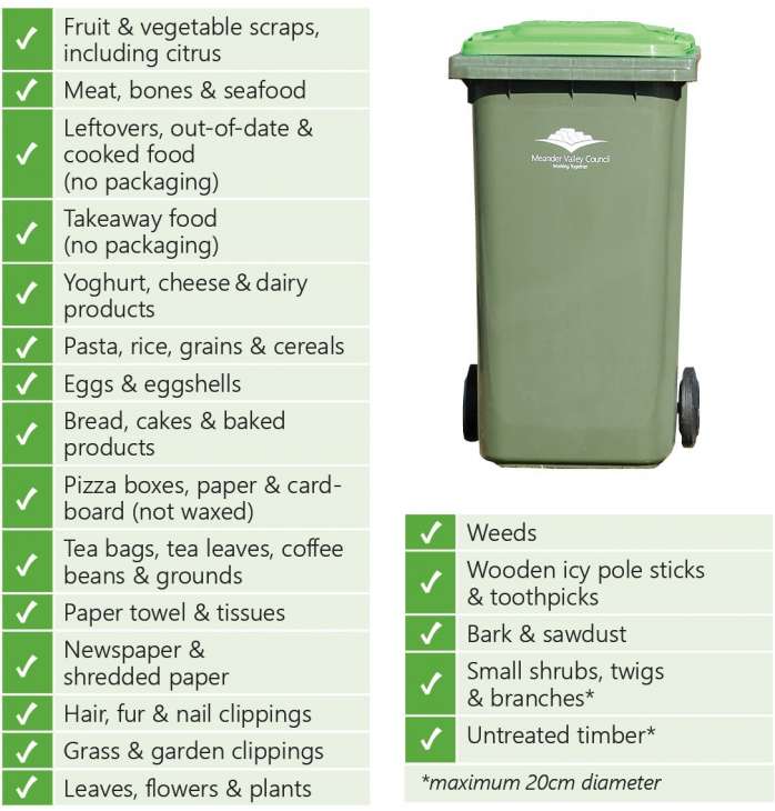 What can I put in my bins? Meander Valley Council